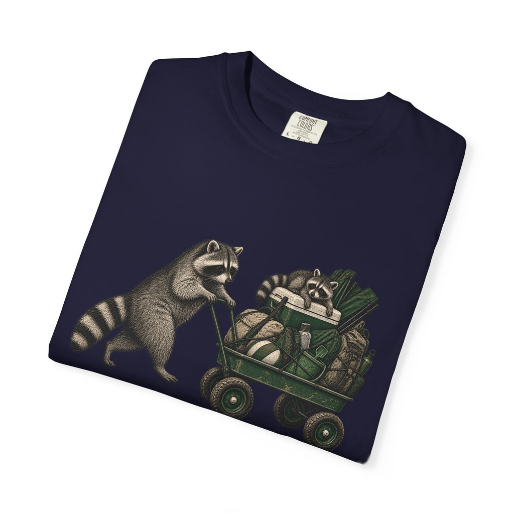 Raccoon Wagon T-Shirt – Cute Raccoon Pulling Wagon Graphic Tee