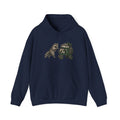Hoodie — Playful Raccoon Pushing Vintage Golf Cart Graphic Hooded Sweatshirt