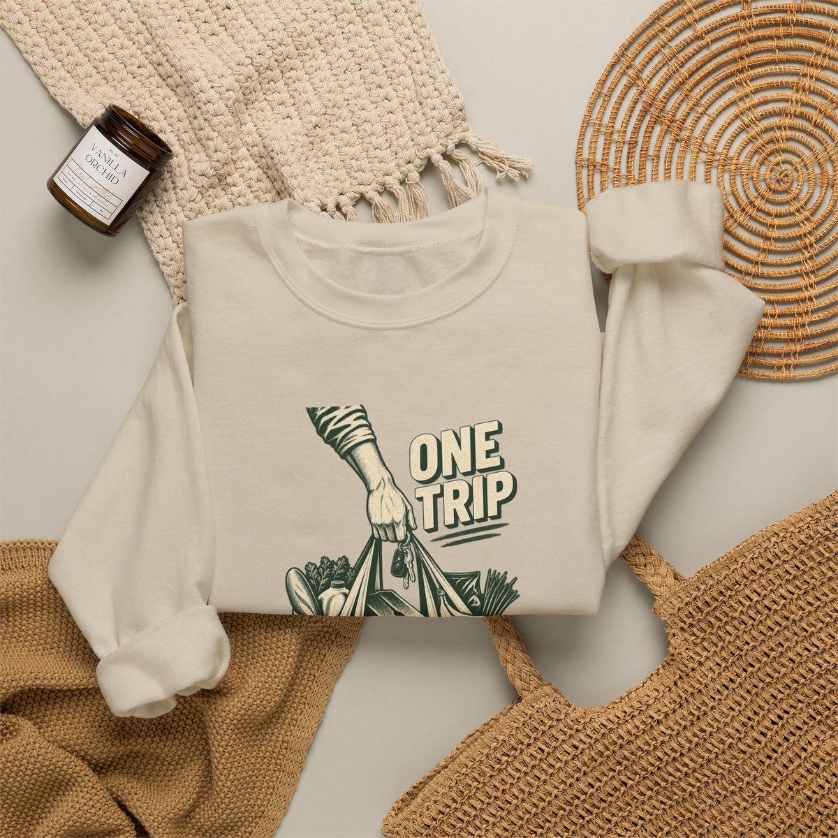 One Trip Grocery Tote Graphic Sweatshirt