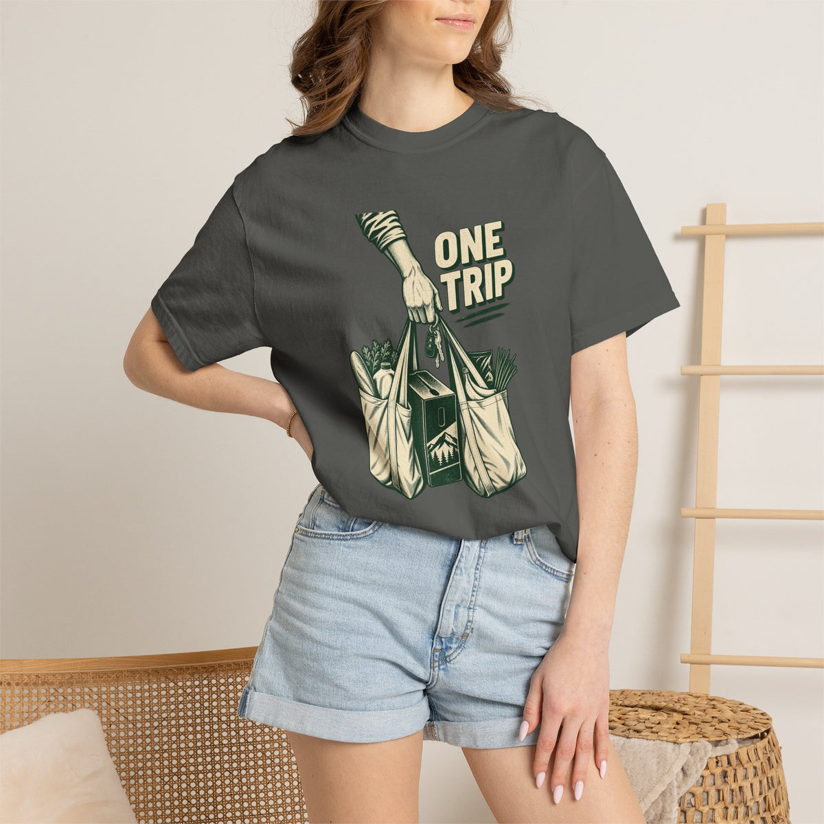 One Trip Grocery Tote T-Shirt — Vintage Shopper Graphic Tee