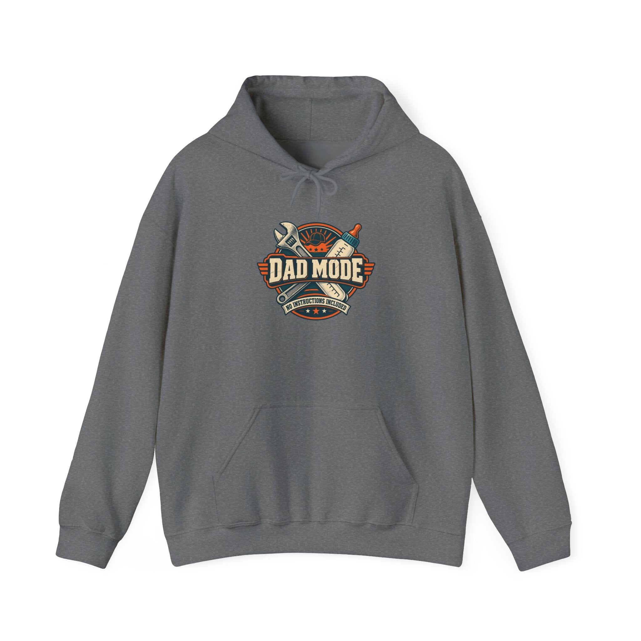 Dad Mode Hoodie — New Dad / Fatherhood Gift Pullover (Baby Bottle & Wrench Graphic)