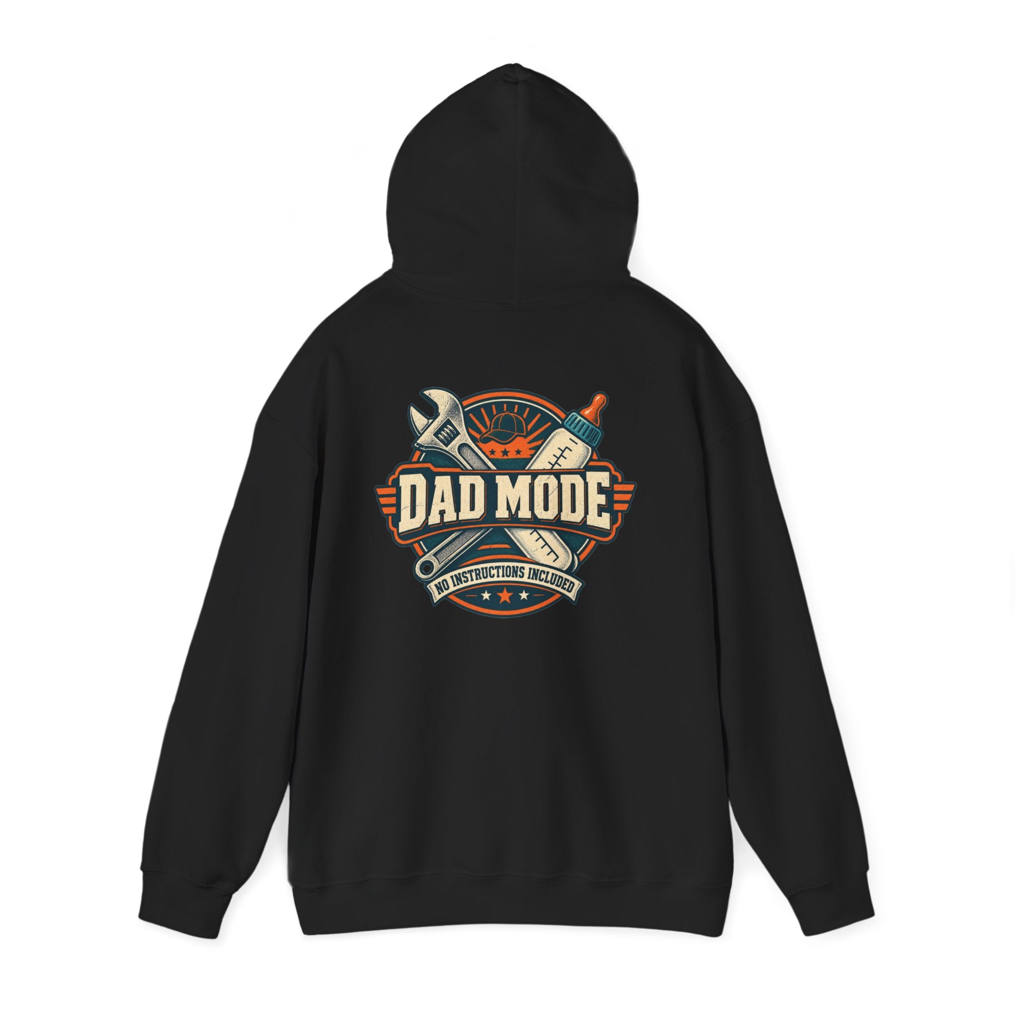 Dad Mode Hoodie — New Dad / Fatherhood Gift Pullover (Baby Bottle & Wrench Graphic)