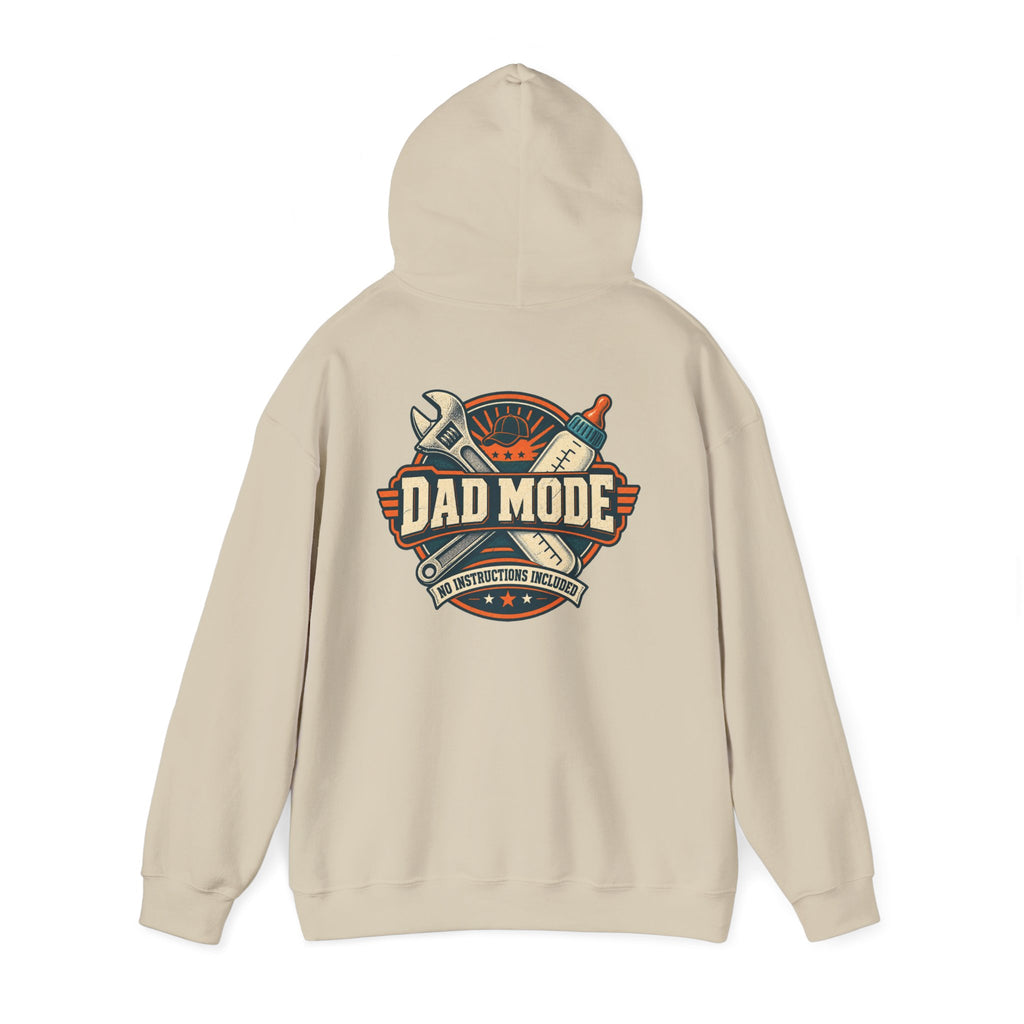 Dad Mode Hoodie — New Dad / Fatherhood Gift Pullover (Baby Bottle & Wrench Graphic)