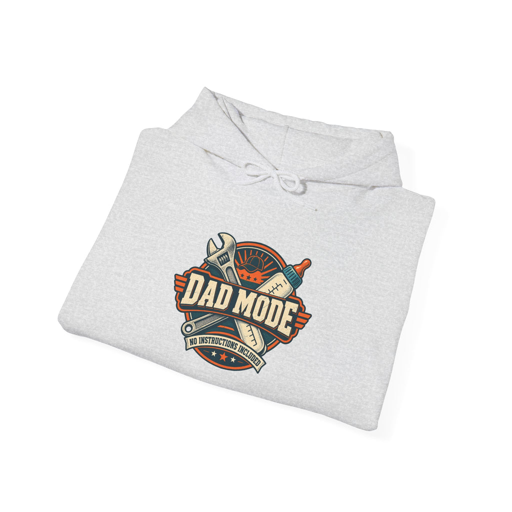 Dad Mode Hoodie — New Dad / Fatherhood Gift Pullover (Baby Bottle & Wrench Graphic)