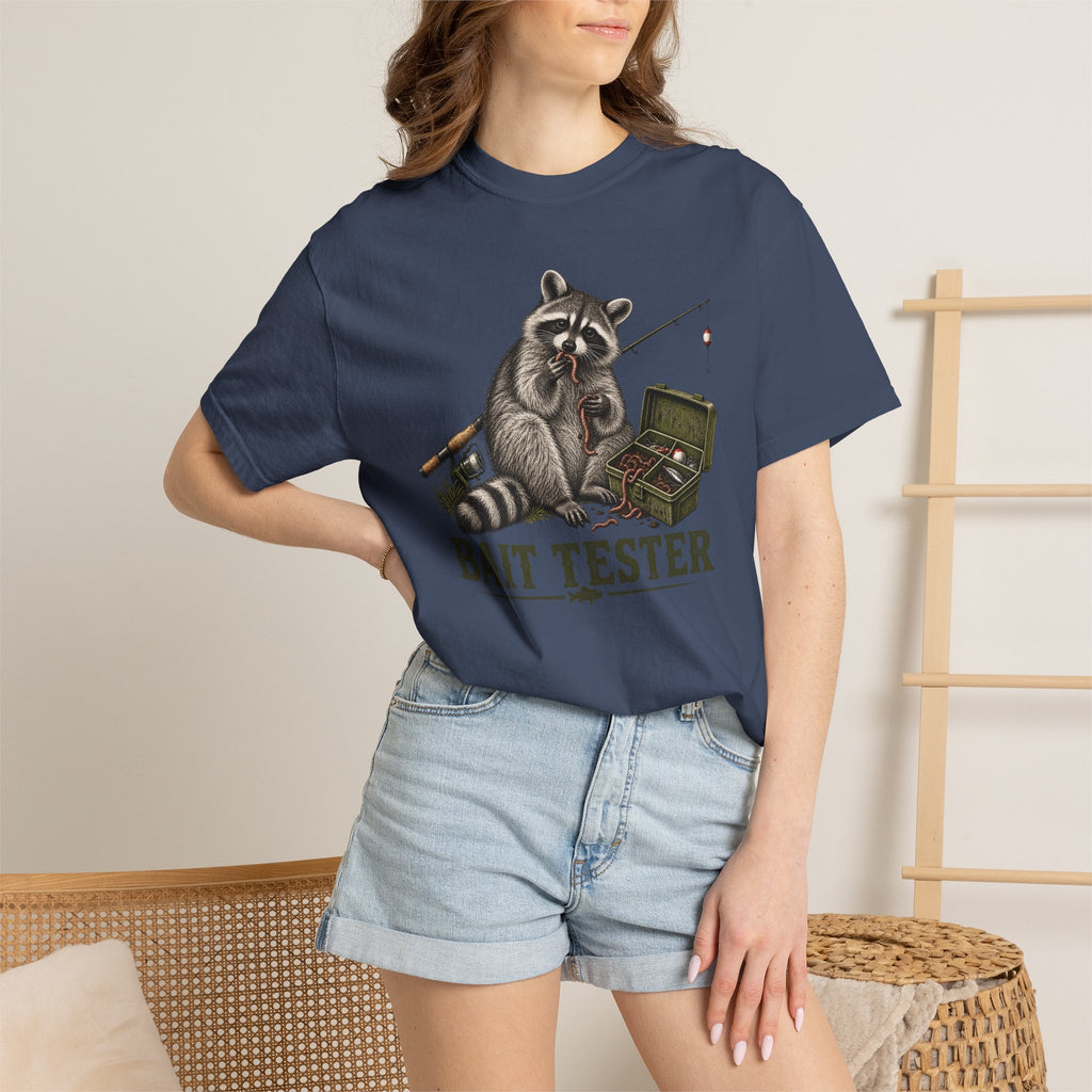 Bait Tester T-Shirt — Funny Raccoon Fishing Graphic Tee