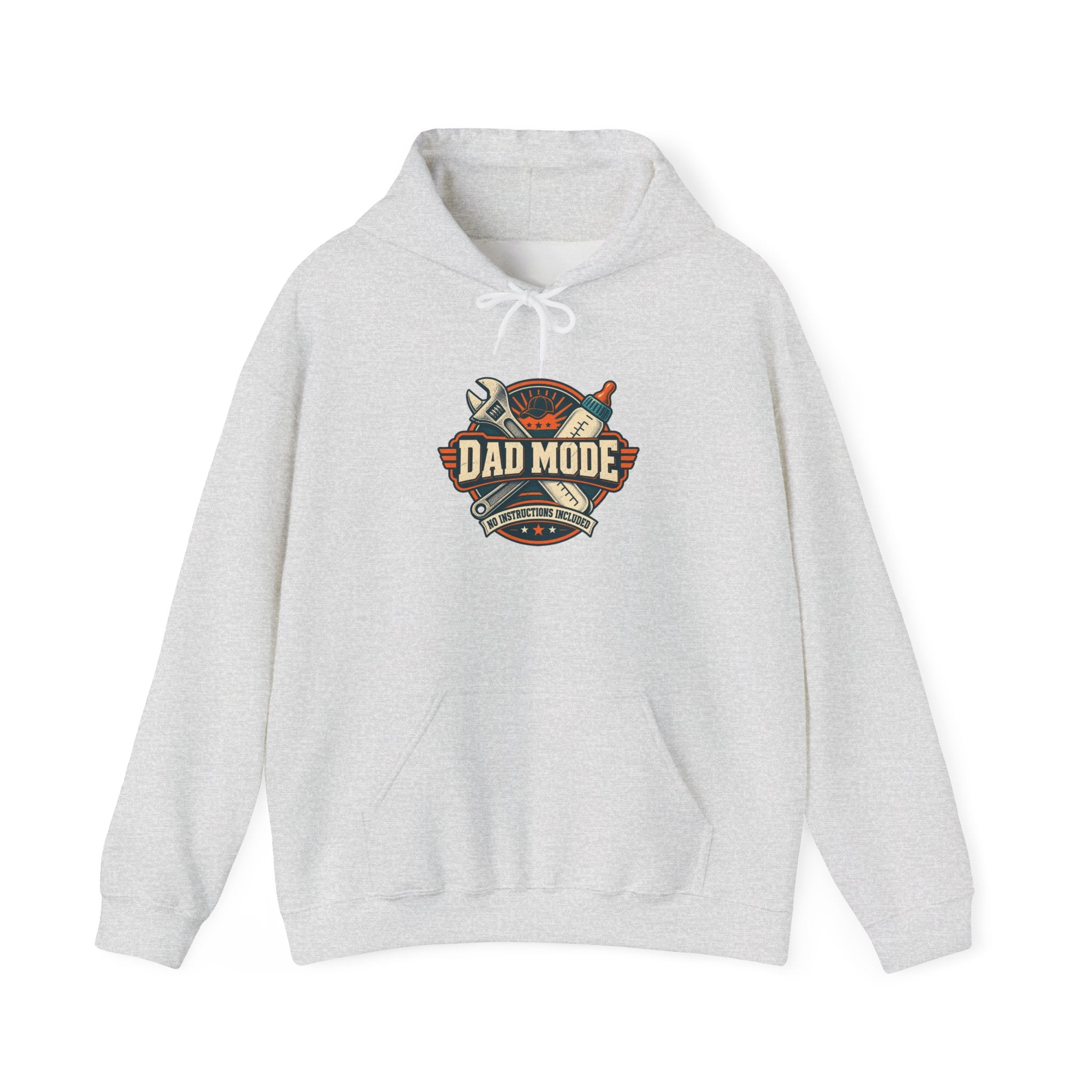 Dad Mode Hoodie — New Dad / Fatherhood Gift Pullover (Baby Bottle & Wrench Graphic)