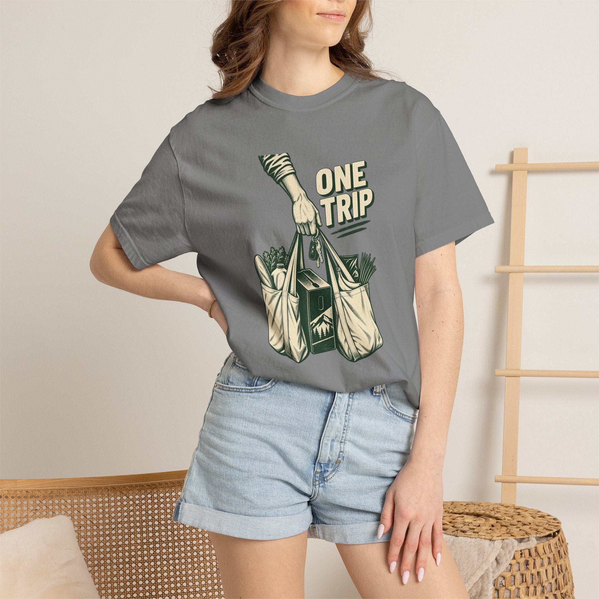 One Trip Grocery Tote T-Shirt — Vintage Shopper Graphic Tee