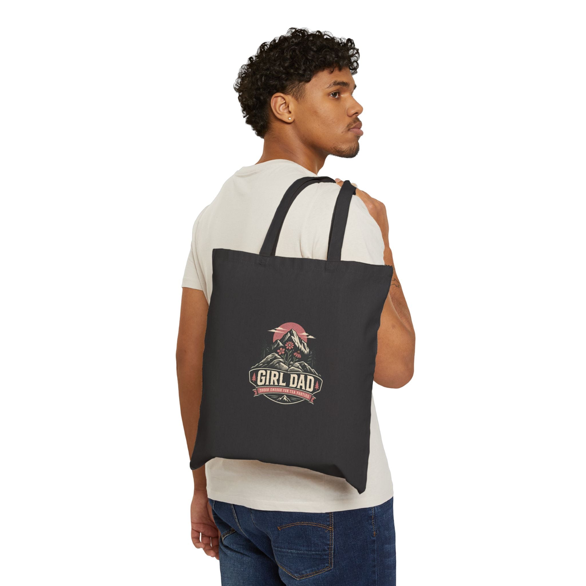 Girl Dad Canvas Tote Bag — Rustic Mountain Dad Gift for Fathers