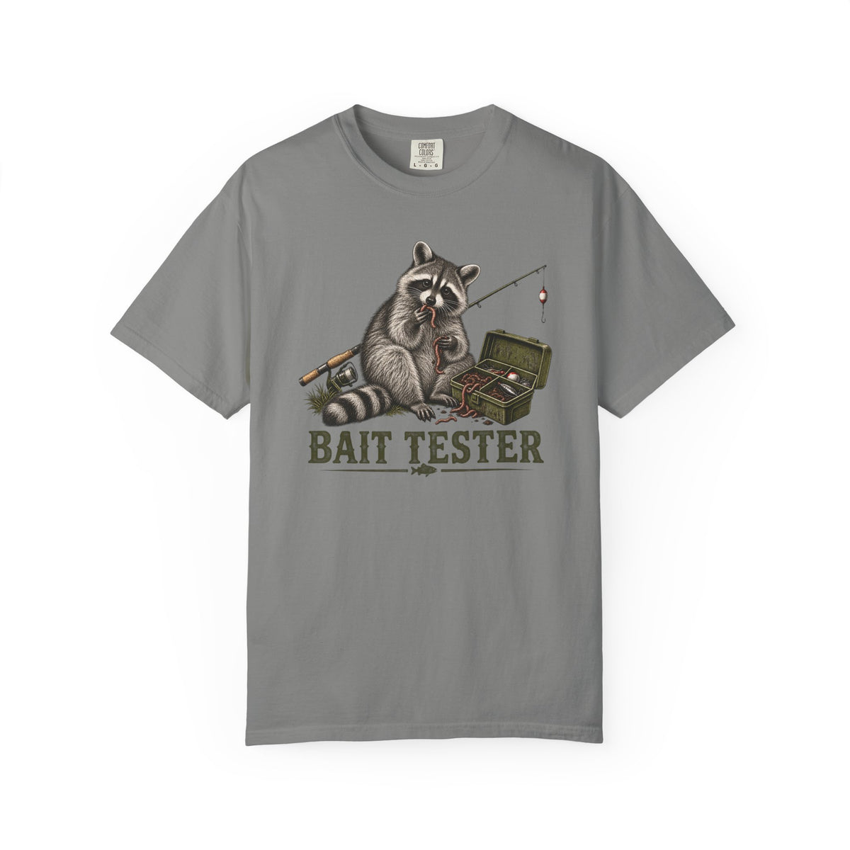 Bait Tester T-Shirt — Funny Raccoon Fishing Graphic Tee