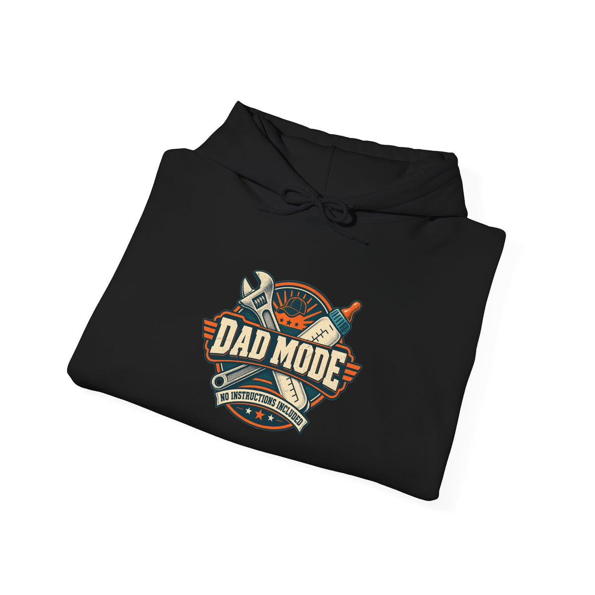 Dad Mode Hoodie — New Dad / Fatherhood Gift Pullover (Baby Bottle & Wrench Graphic)