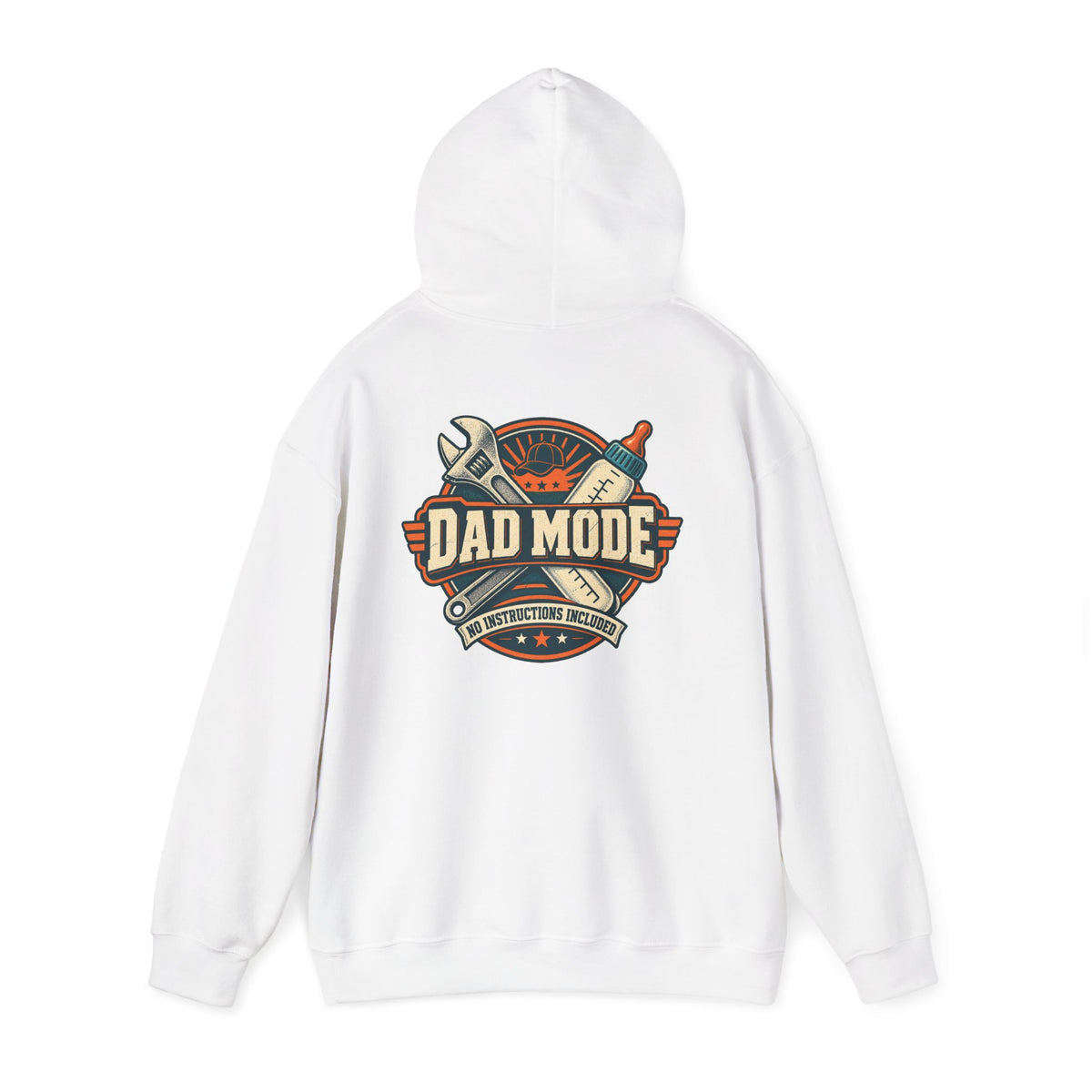 Dad Mode Hoodie — New Dad / Fatherhood Gift Pullover (Baby Bottle & Wrench Graphic)