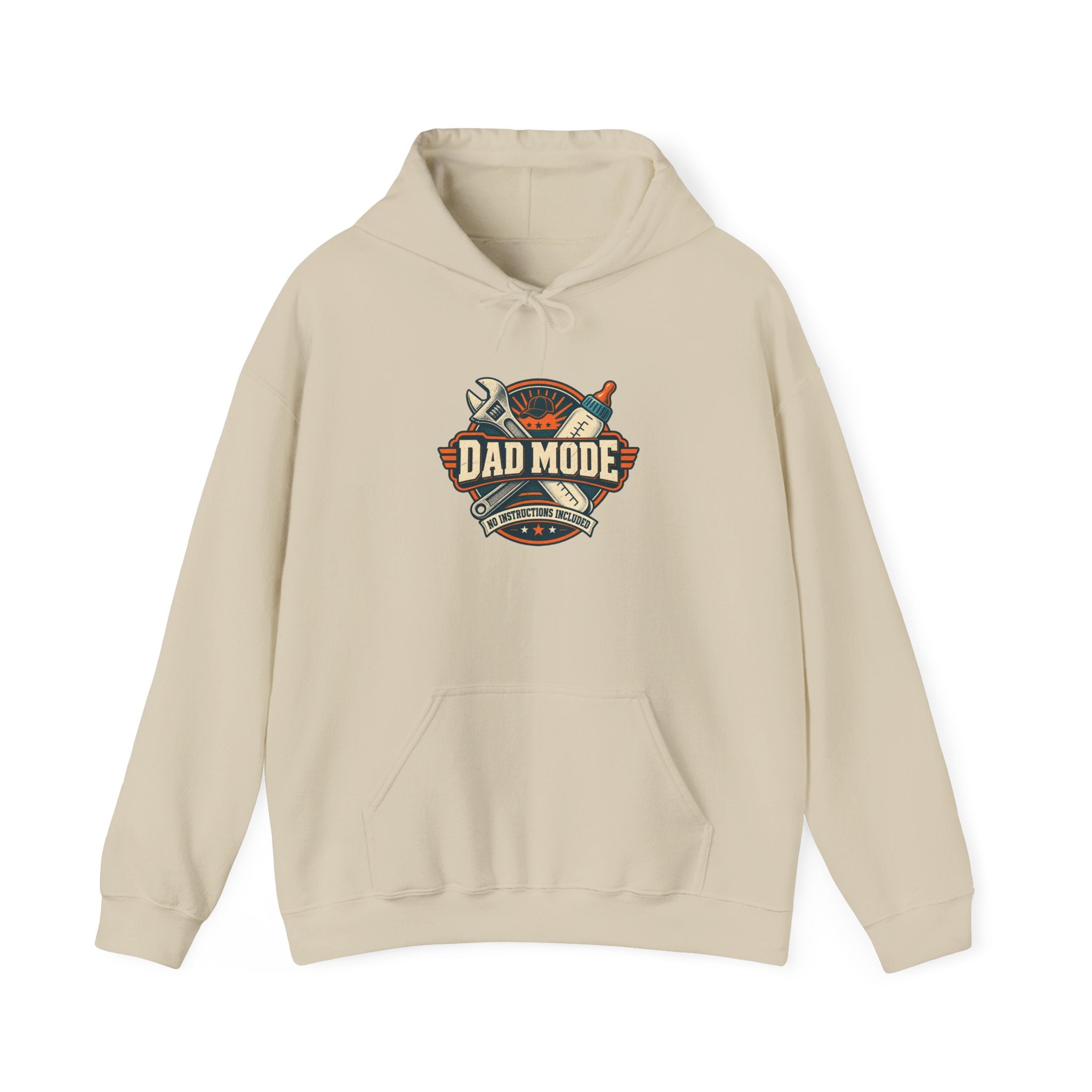 Dad Mode Hoodie — New Dad / Fatherhood Gift Pullover (Baby Bottle & Wrench Graphic)