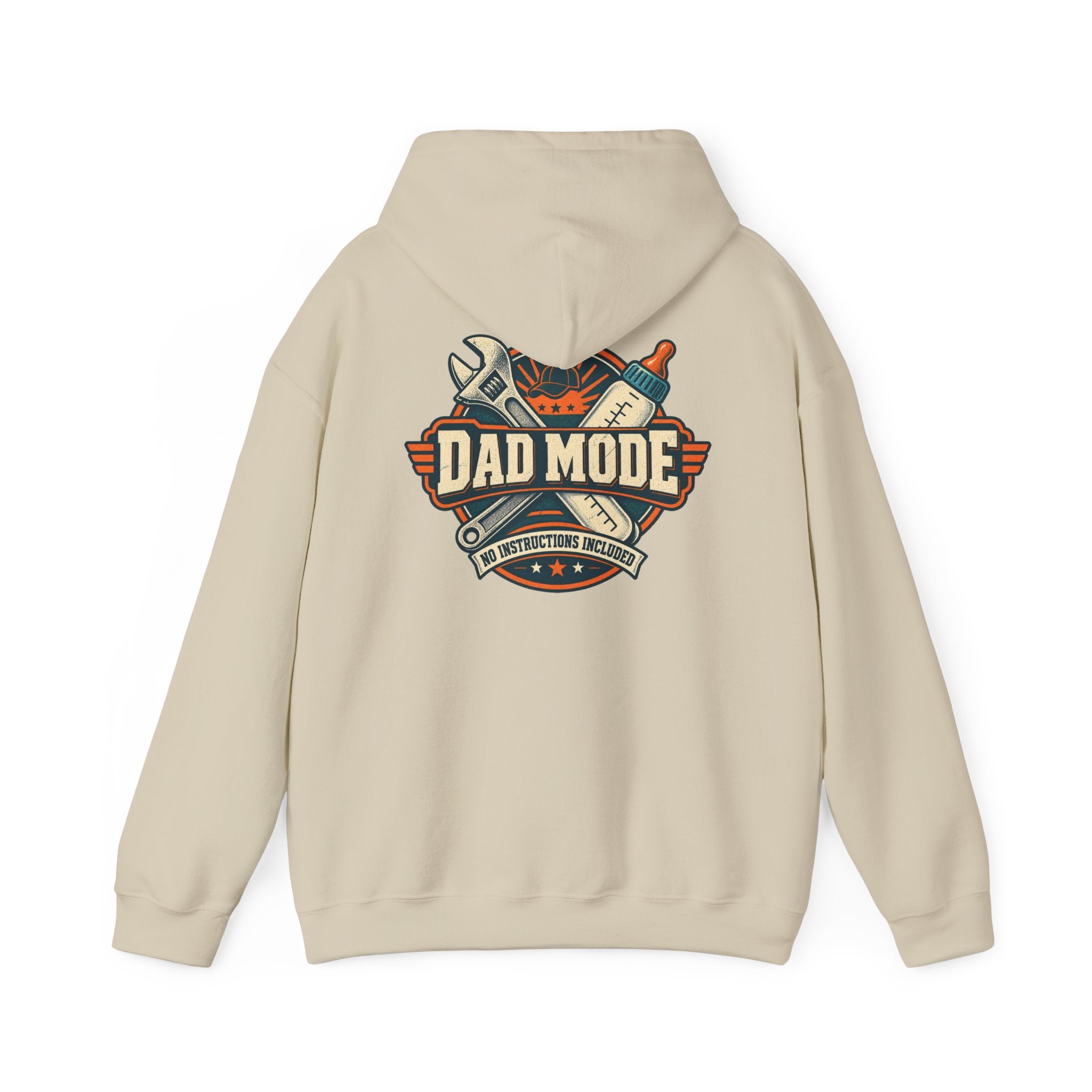 Dad Mode Hoodie — New Dad / Fatherhood Gift Pullover (Baby Bottle & Wrench Graphic)