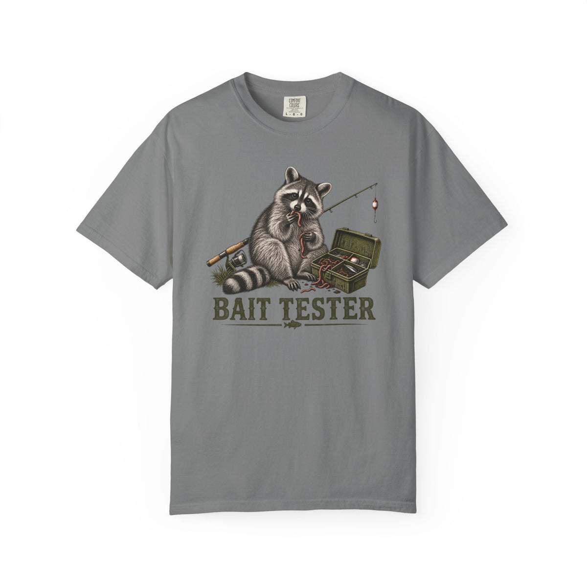 Bait Tester T-Shirt — Funny Raccoon Fishing Graphic Tee
