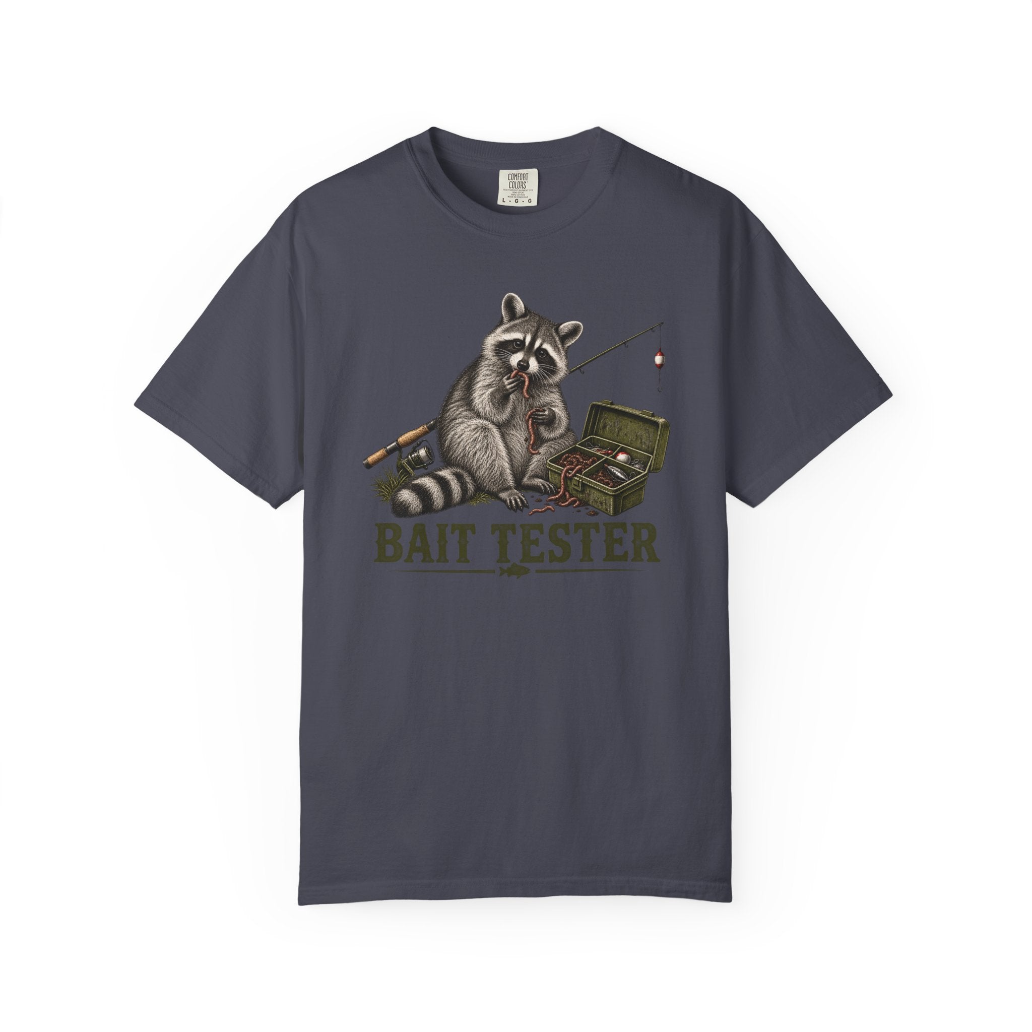 Bait Tester T-Shirt — Funny Raccoon Fishing Graphic Tee