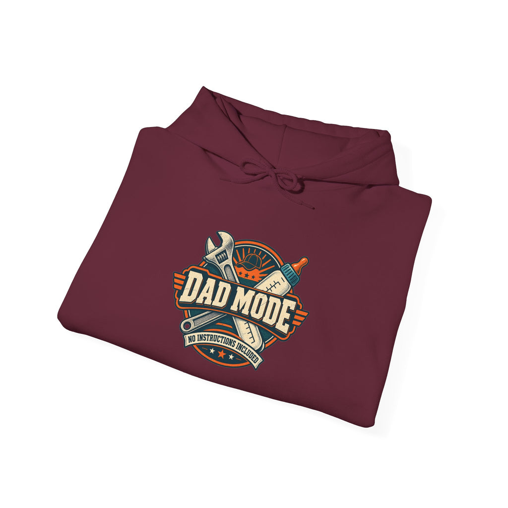 Dad Mode Hoodie — New Dad / Fatherhood Gift Pullover (Baby Bottle & Wrench Graphic)