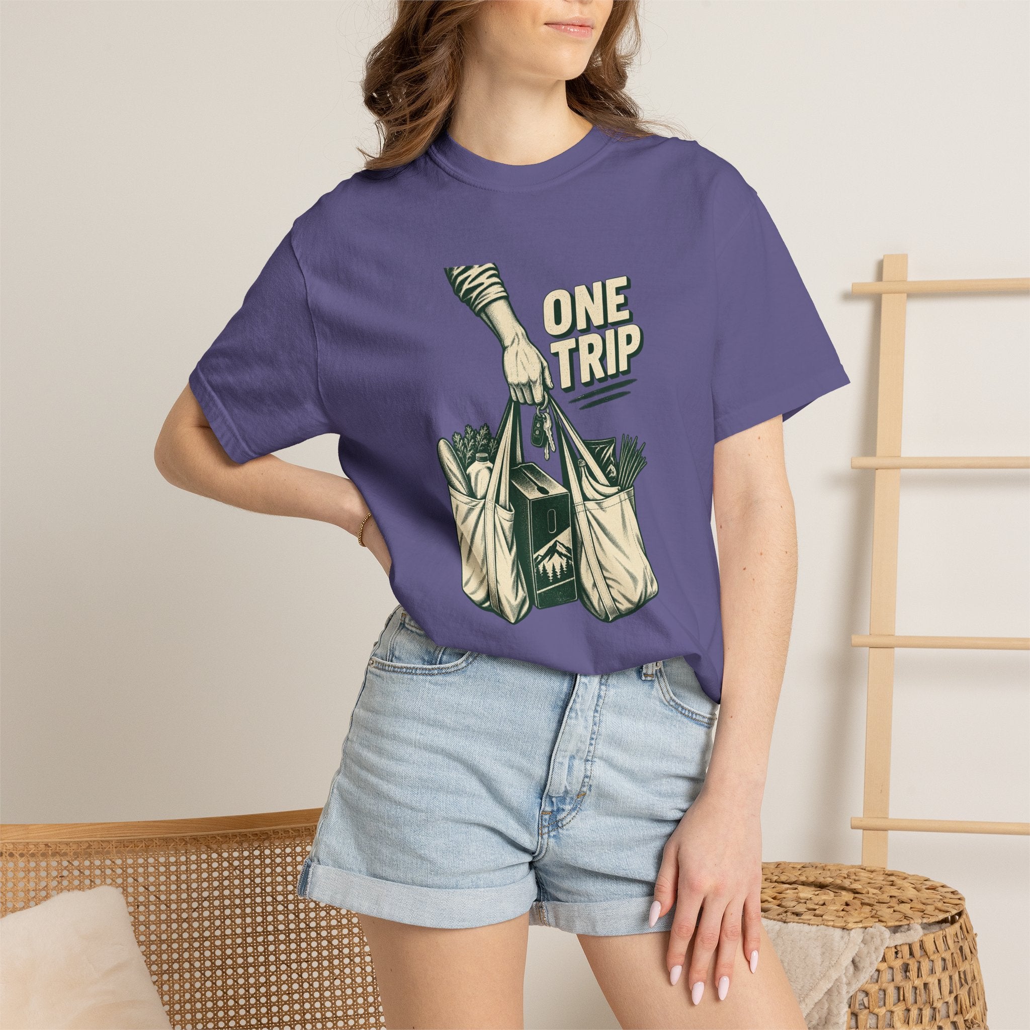 One Trip Grocery Tote T-Shirt — Vintage Shopper Graphic Tee