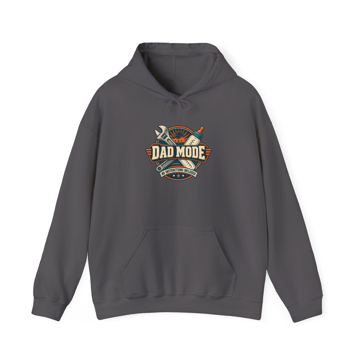 Dad Mode Hoodie — New Dad / Fatherhood Gift Pullover (Baby Bottle & Wrench Graphic)