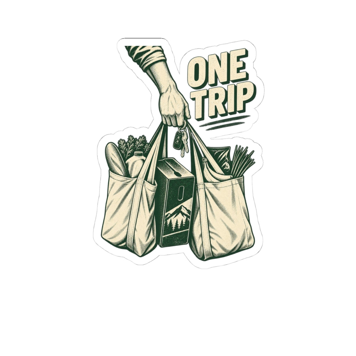 One Trip Grocery Tote Sticker