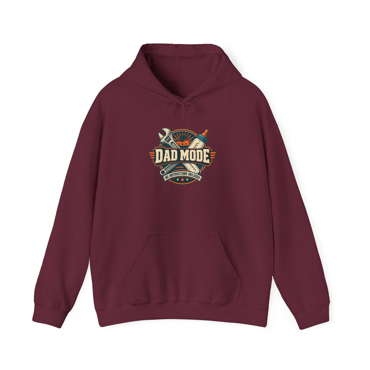 Dad Mode Hoodie — New Dad / Fatherhood Gift Pullover (Baby Bottle & Wrench Graphic)