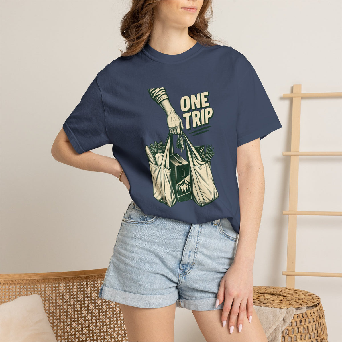 One Trip Grocery Tote T-Shirt — Vintage Shopper Graphic Tee