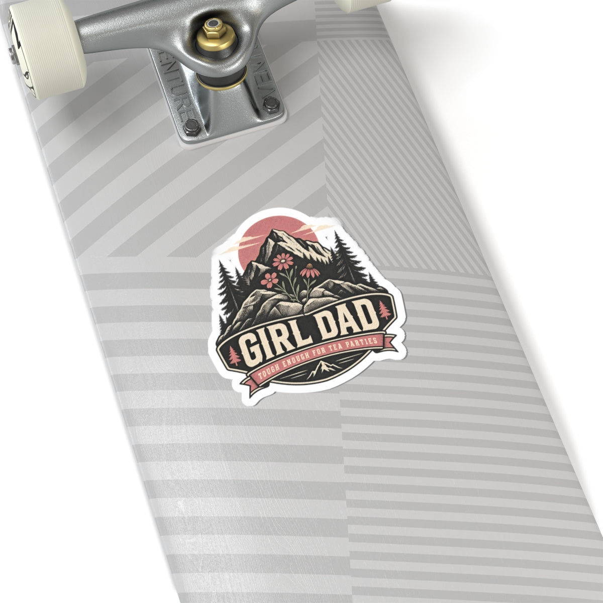 Girl Dad Sticker — Retro Mountain 'Tough Enough for Tea Parties' Kiss-Cut Vinyl