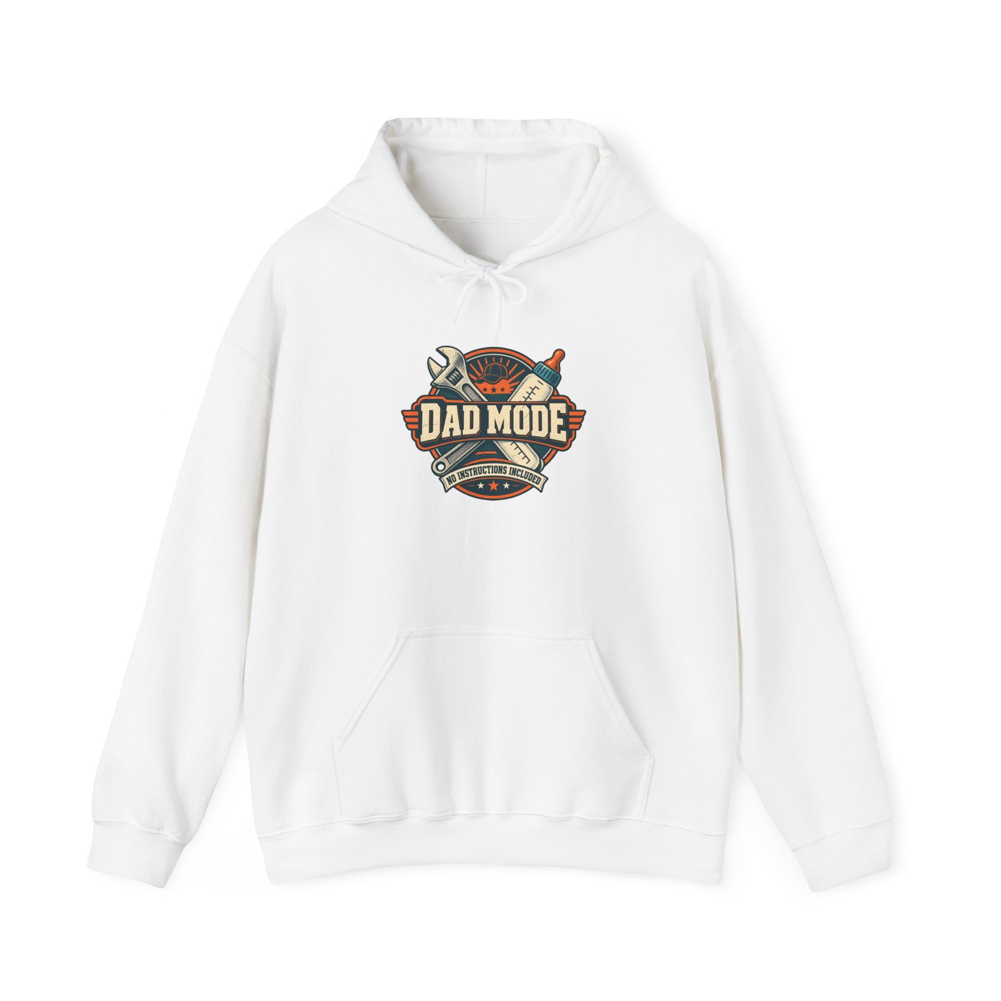 Dad Mode Hoodie — New Dad / Fatherhood Gift Pullover (Baby Bottle & Wrench Graphic)