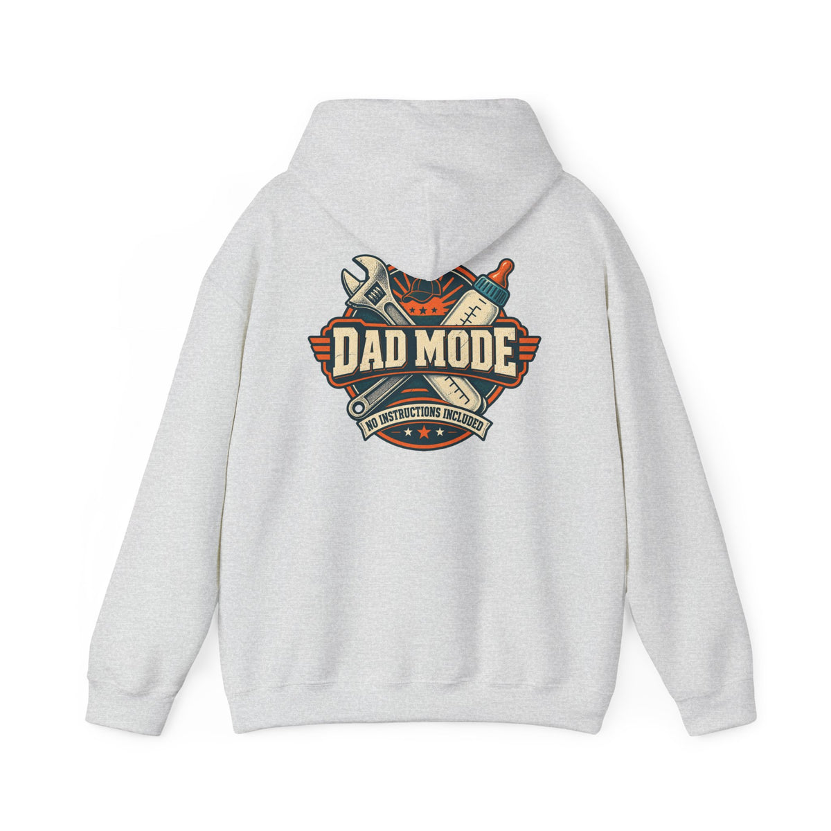 Dad Mode Hoodie — New Dad / Fatherhood Gift Pullover (Baby Bottle & Wrench Graphic)