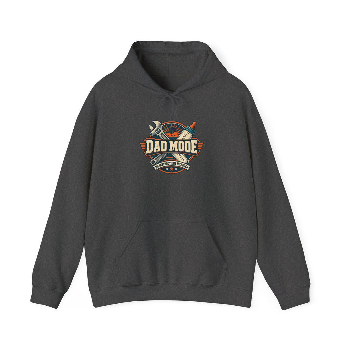 Dad Mode Hoodie — New Dad / Fatherhood Gift Pullover (Baby Bottle & Wrench Graphic)