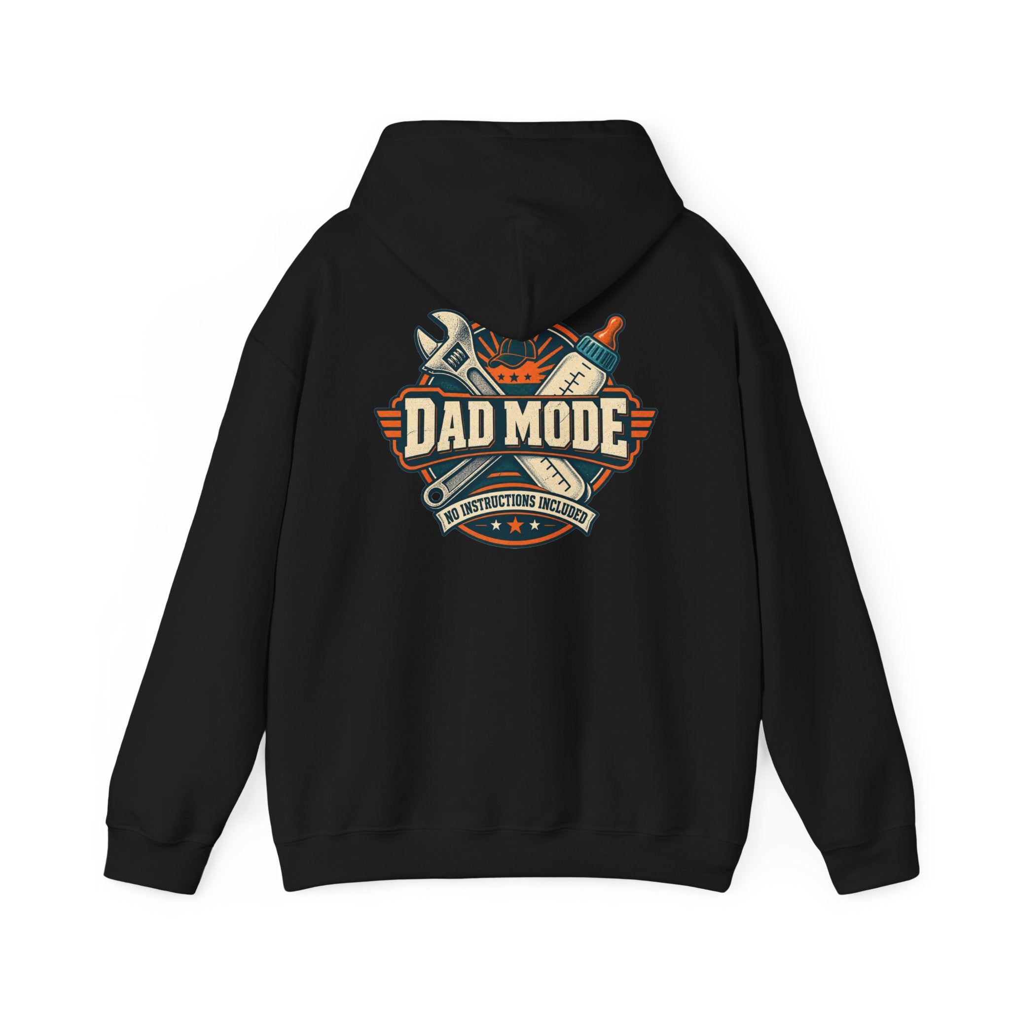 Dad Mode Hoodie — New Dad / Fatherhood Gift Pullover (Baby Bottle & Wrench Graphic)