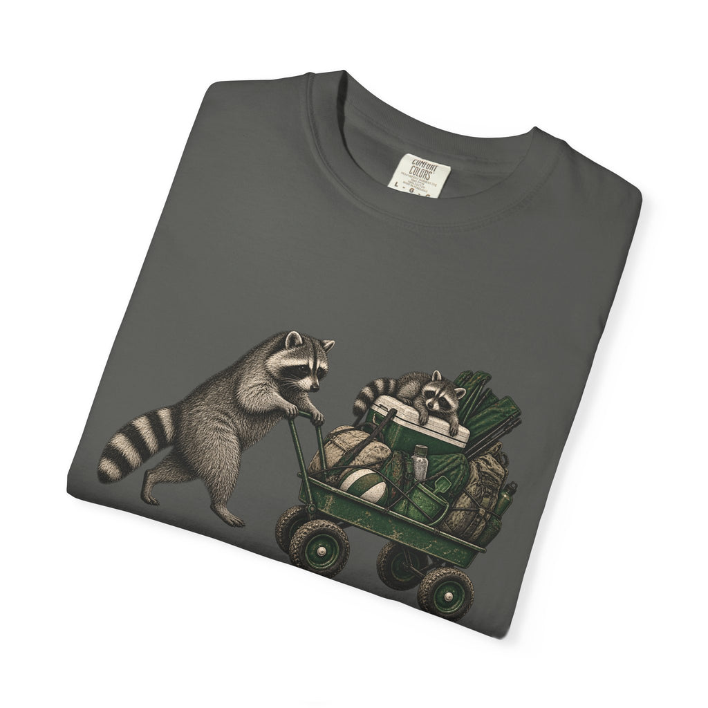 Raccoon Wagon T-Shirt – Cute Raccoon Pulling Wagon Graphic Tee