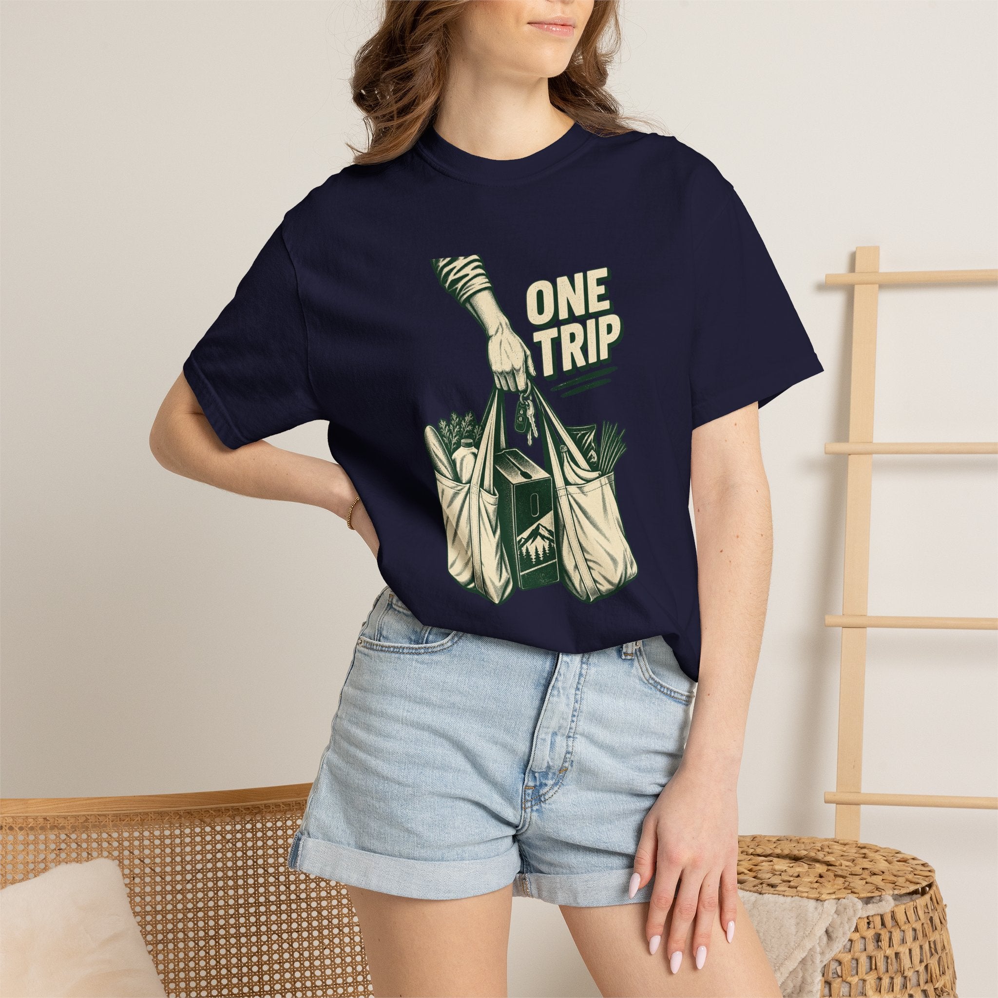 One Trip Grocery Tote T-Shirt — Vintage Shopper Graphic Tee