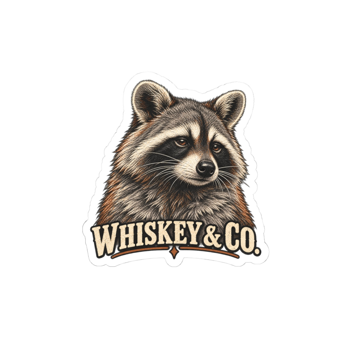 Whiskey & Co. Raccoon Sticker - Whiskey