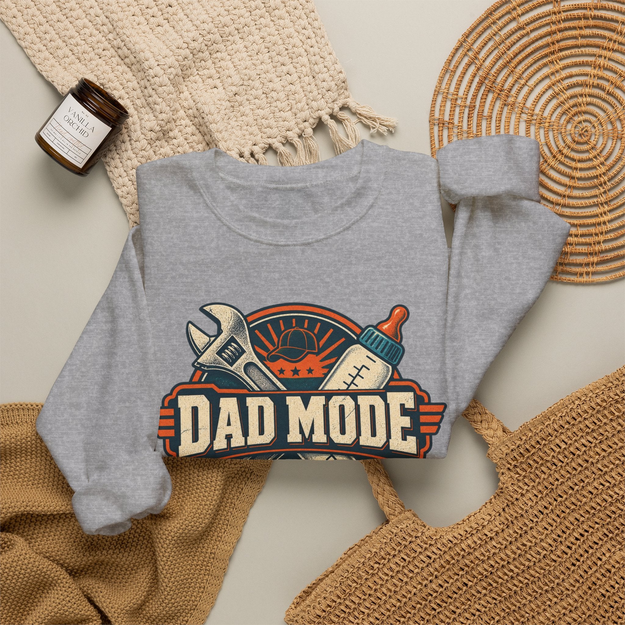 Dad Mode Crewneck Sweatshirt — Retro Tools Father’s Day Pullover