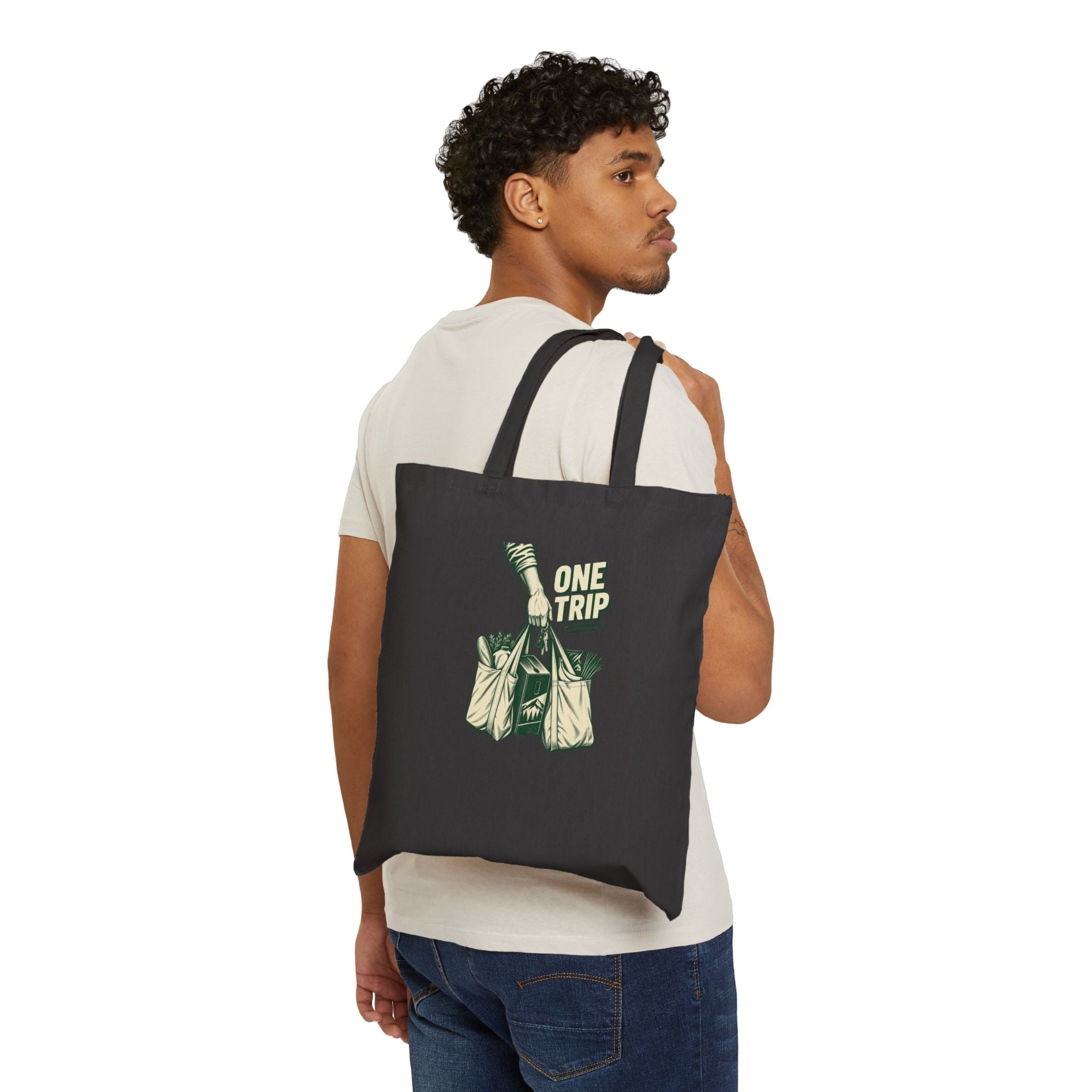 Tote Bag — "One Trip" Grocery Canvas Tote (Reusable Market Bag)