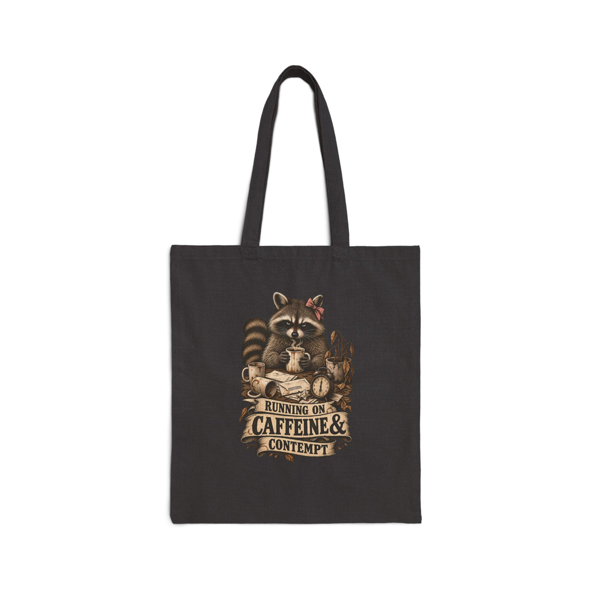 Running on Caffeine & Contempt Canvas Tote - Brandy
