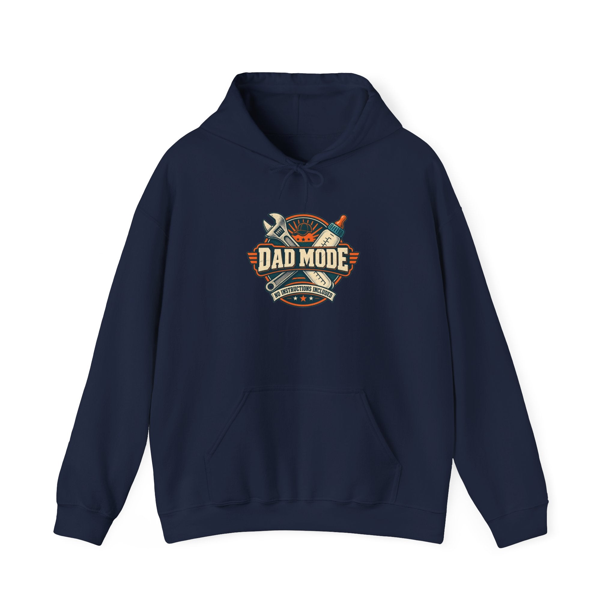 Dad Mode Hoodie — New Dad / Fatherhood Gift Pullover (Baby Bottle & Wrench Graphic)