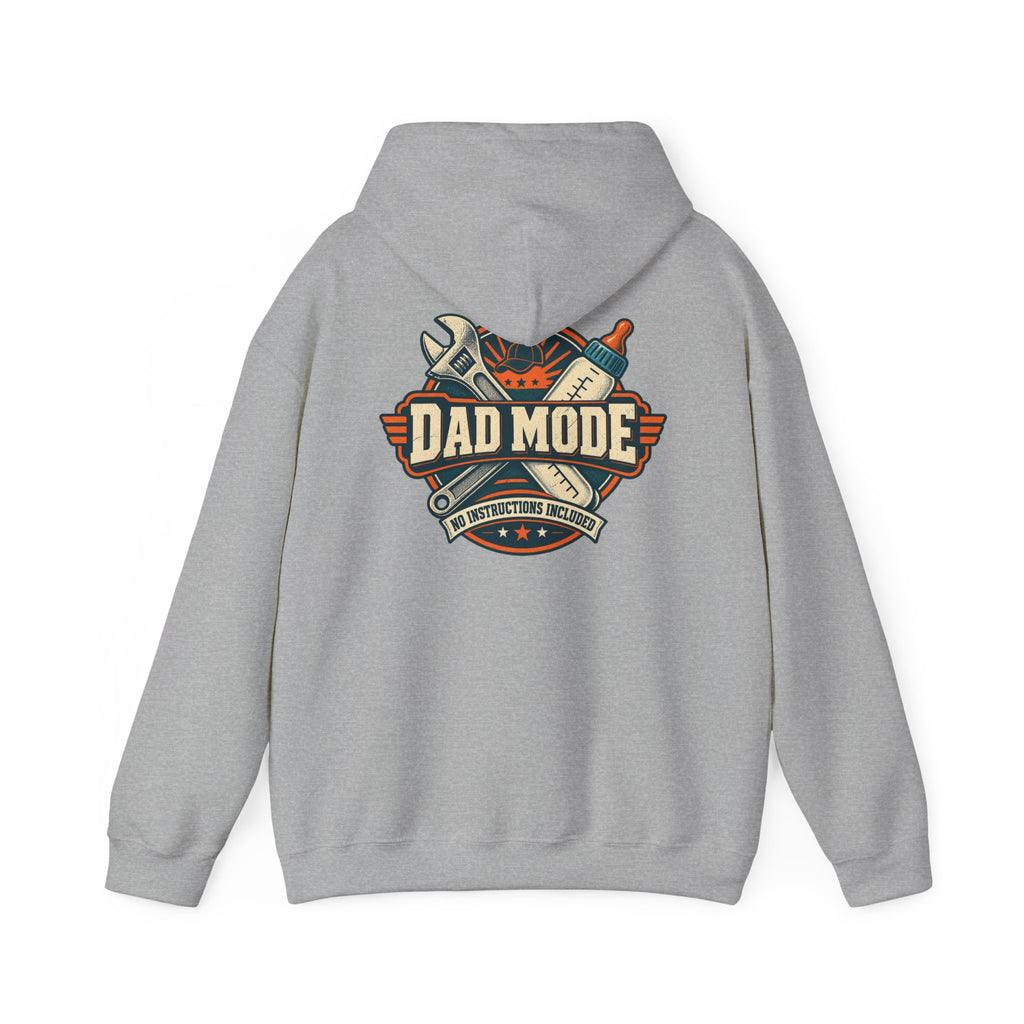Dad Mode Hoodie — New Dad / Fatherhood Gift Pullover (Baby Bottle & Wrench Graphic)