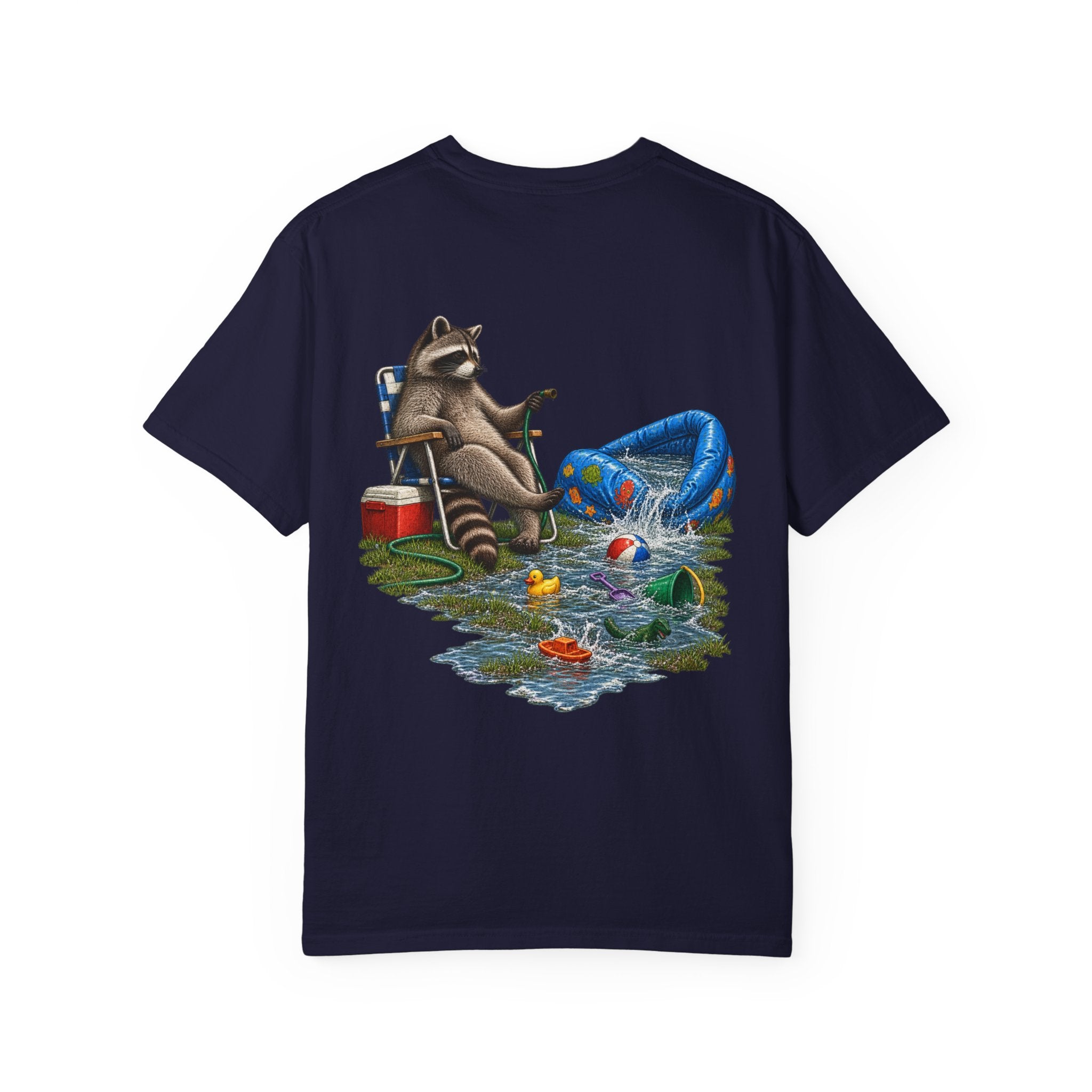 Raccoon Pool Party T-Shirt — Whiskey