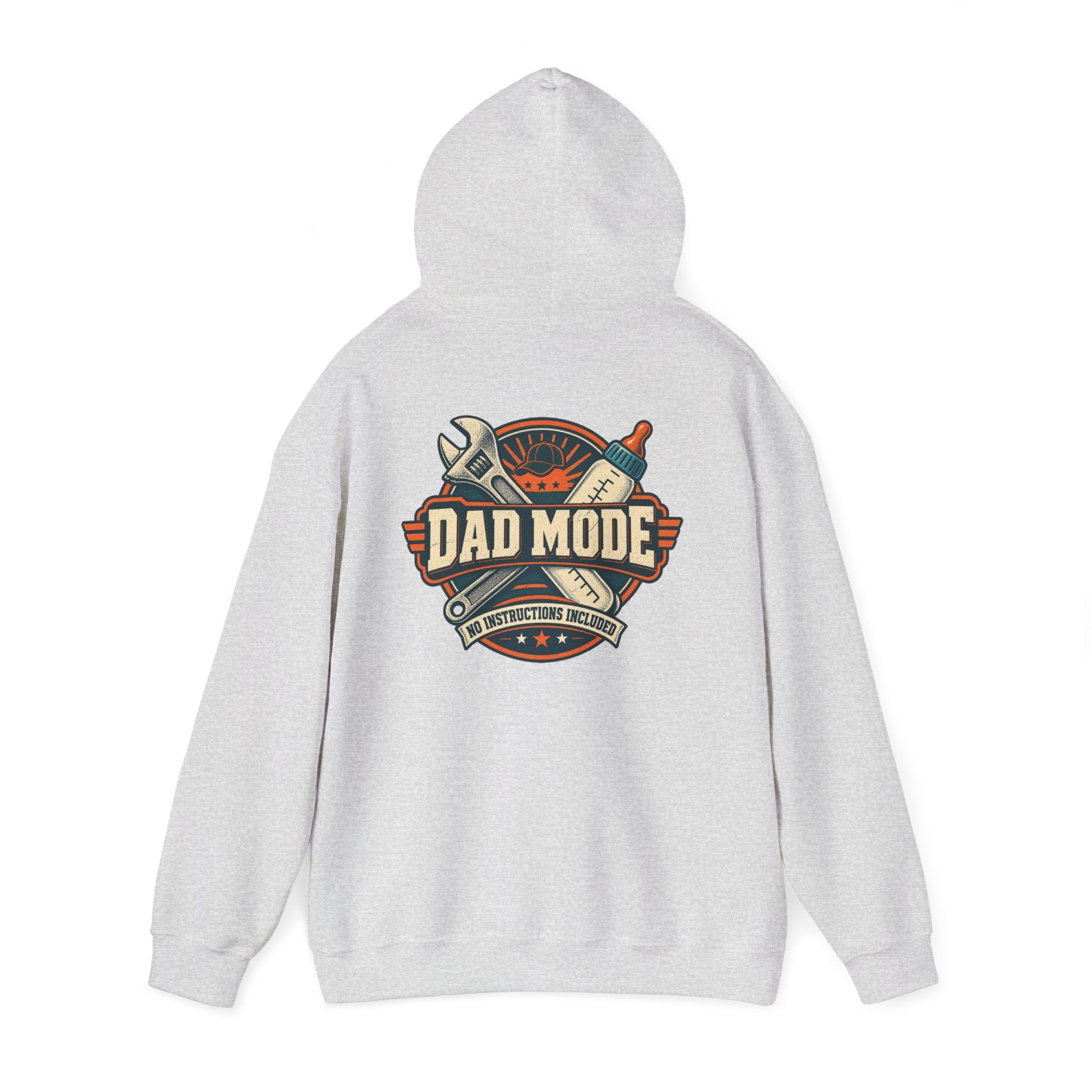 Dad Mode Hoodie — New Dad / Fatherhood Gift Pullover (Baby Bottle & Wrench Graphic)