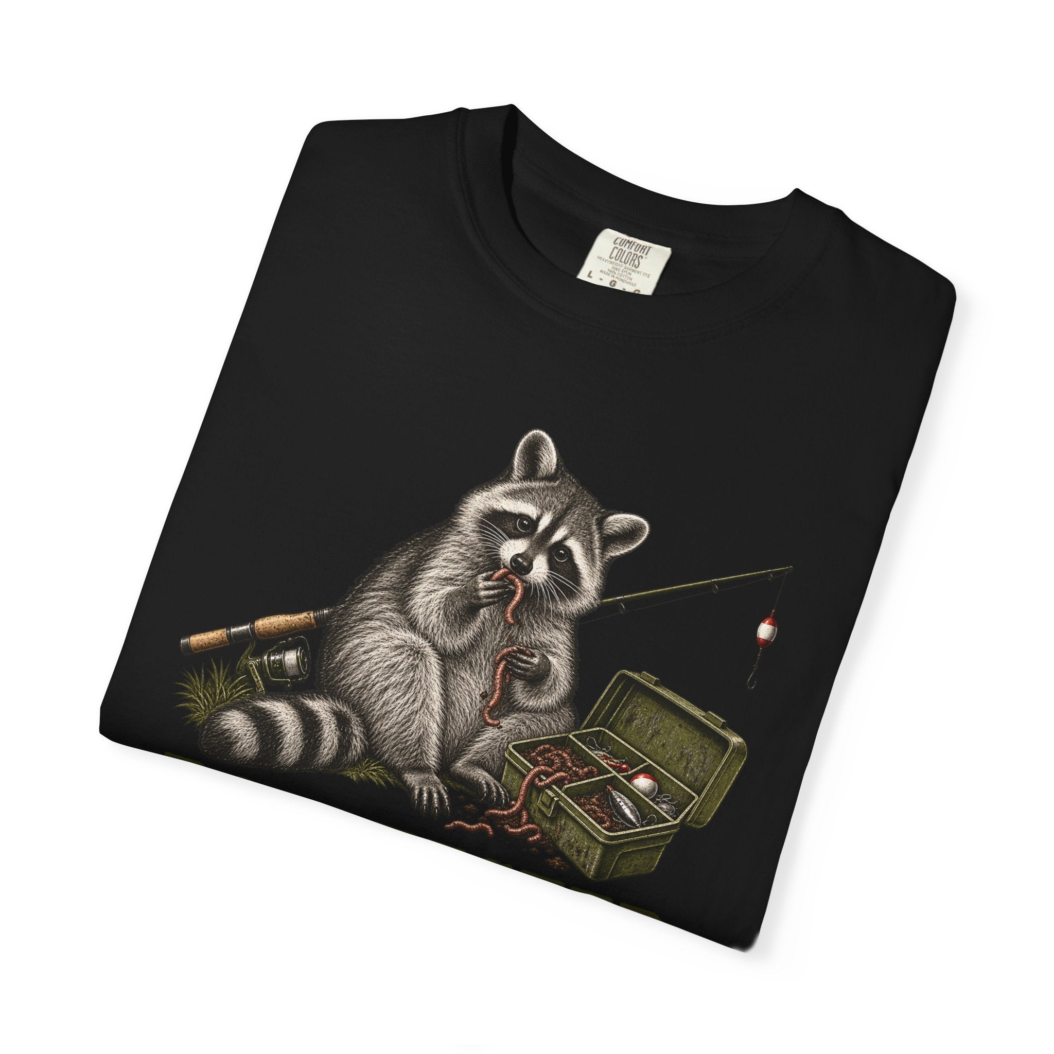 Bait Tester T-Shirt — Funny Raccoon Fishing Graphic Tee