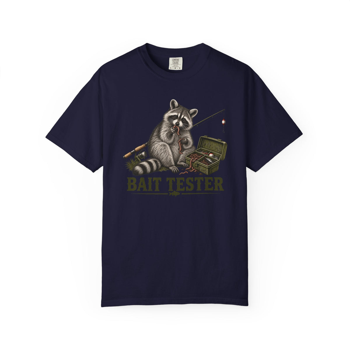 Bait Tester T-Shirt — Funny Raccoon Fishing Graphic Tee
