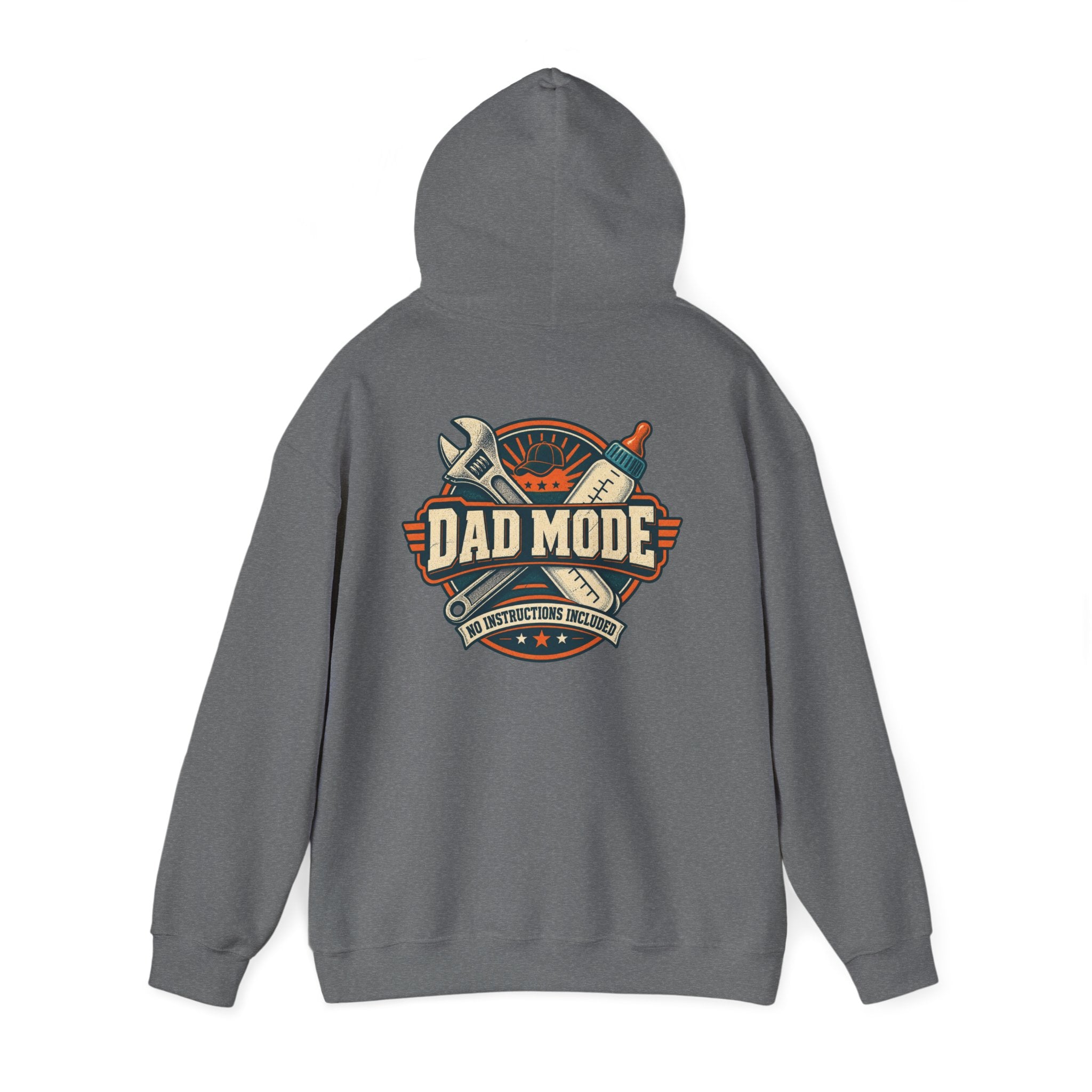 Dad Mode Hoodie — New Dad / Fatherhood Gift Pullover (Baby Bottle & Wrench Graphic)