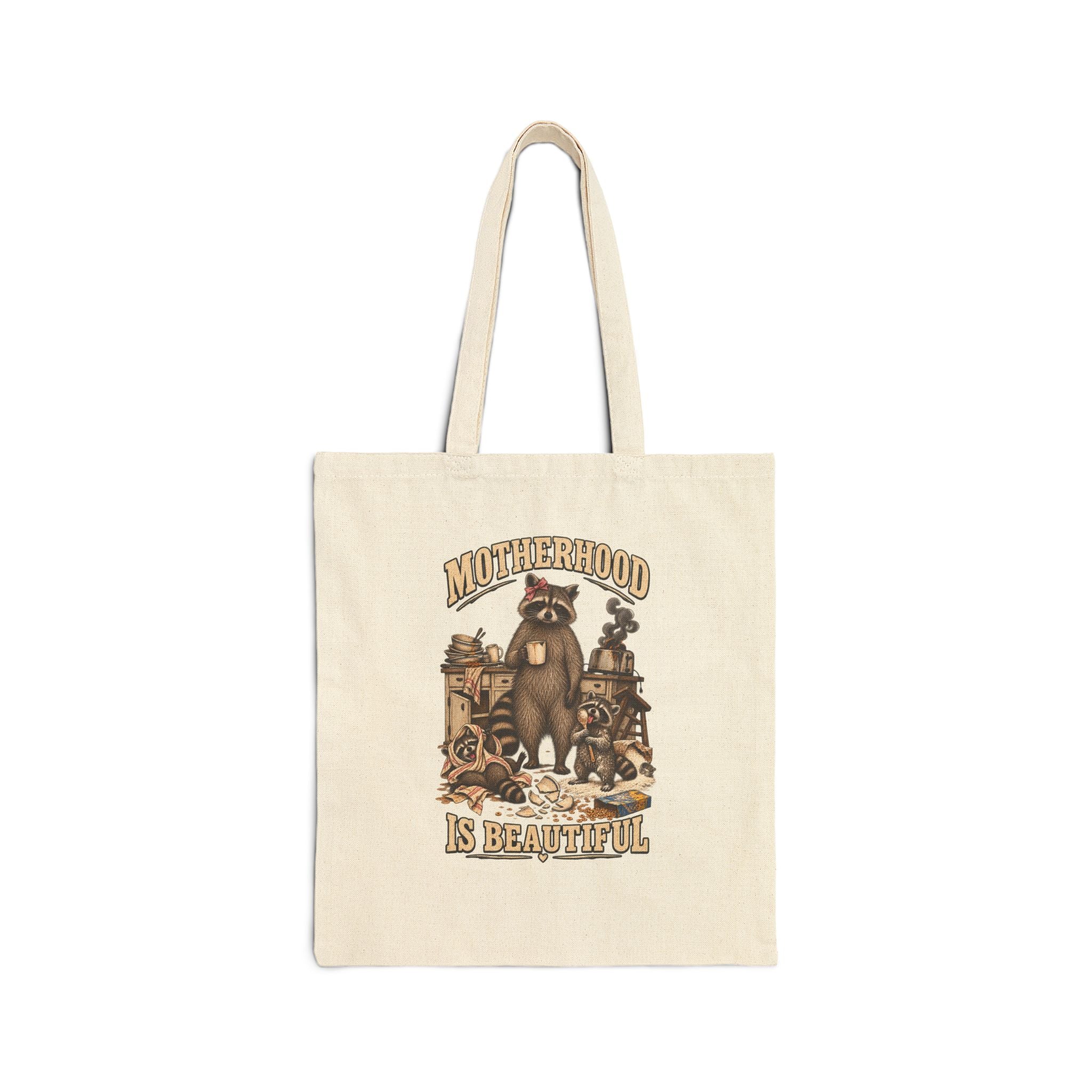 Motherhood Is Beautiful Canvas Tote Bag Brandy