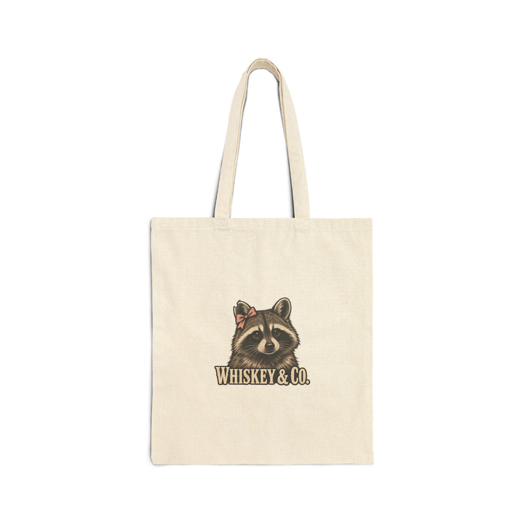 Raccoon Logo Tote Bag – "Whiskey & Co." Cotton Canvas Shopper