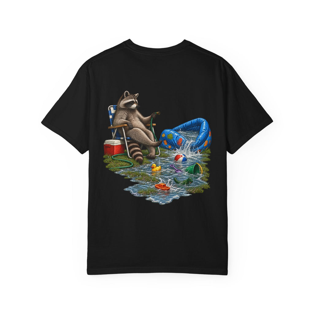 Raccoon Pool Party T-Shirt — Whiskey