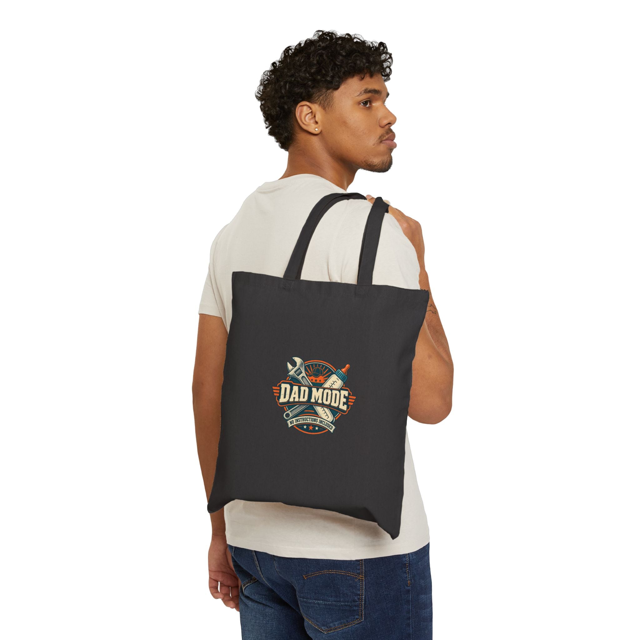 Dad Mode Canvas Tote Bag – Funny Father’s Day Gift Tote with 'Dad Mode' Badge