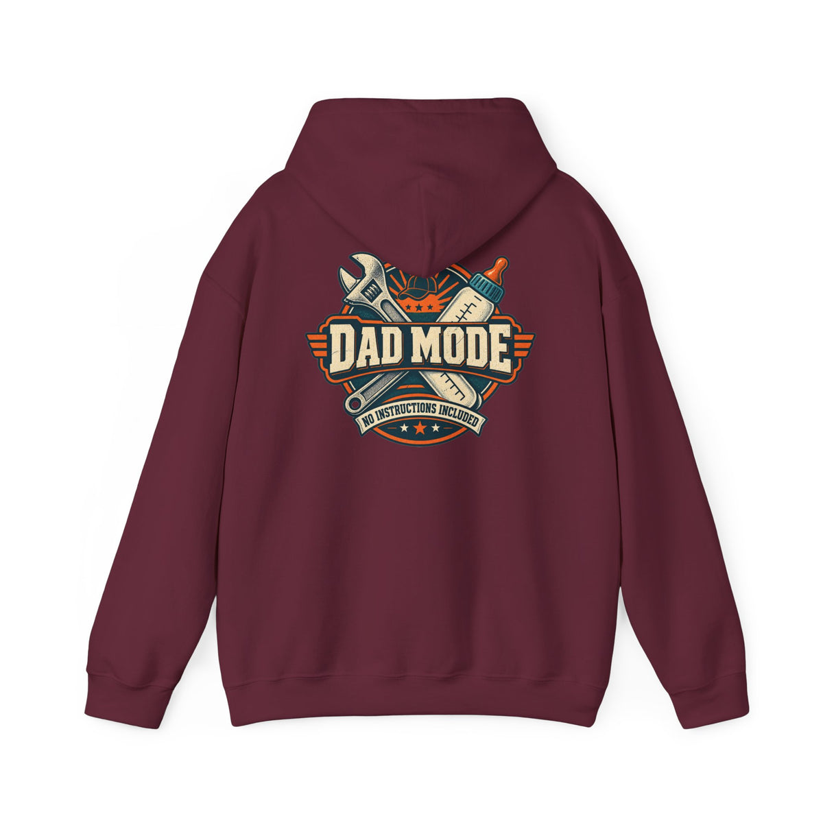 Dad Mode Hoodie — New Dad / Fatherhood Gift Pullover (Baby Bottle & Wrench Graphic)
