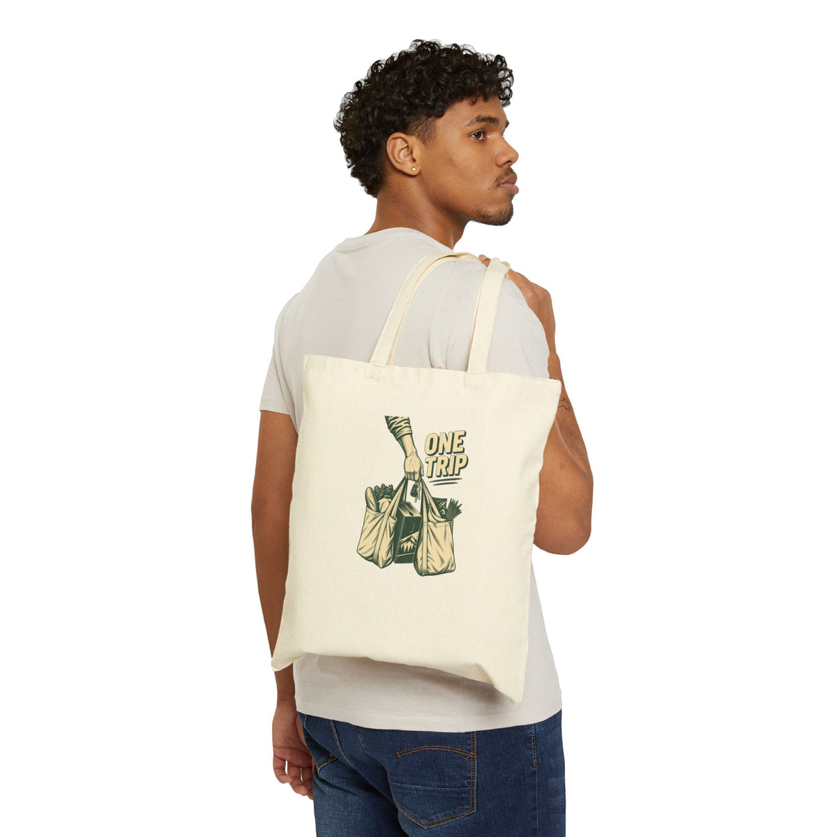 Tote Bag — "One Trip" Grocery Canvas Tote (Reusable Market Bag)