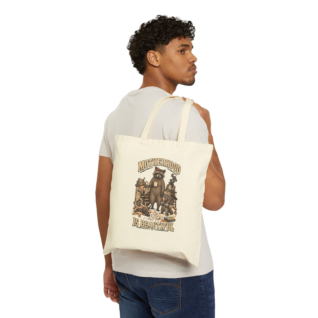 Motherhood Is Beautiful Canvas Tote Bag Brandy